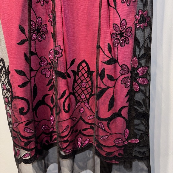 VTG Burgundy Black Sheer Slip Dress Spaghetti Straps Whimsigoth Babydoll Fairy S - Picture 3 of 14